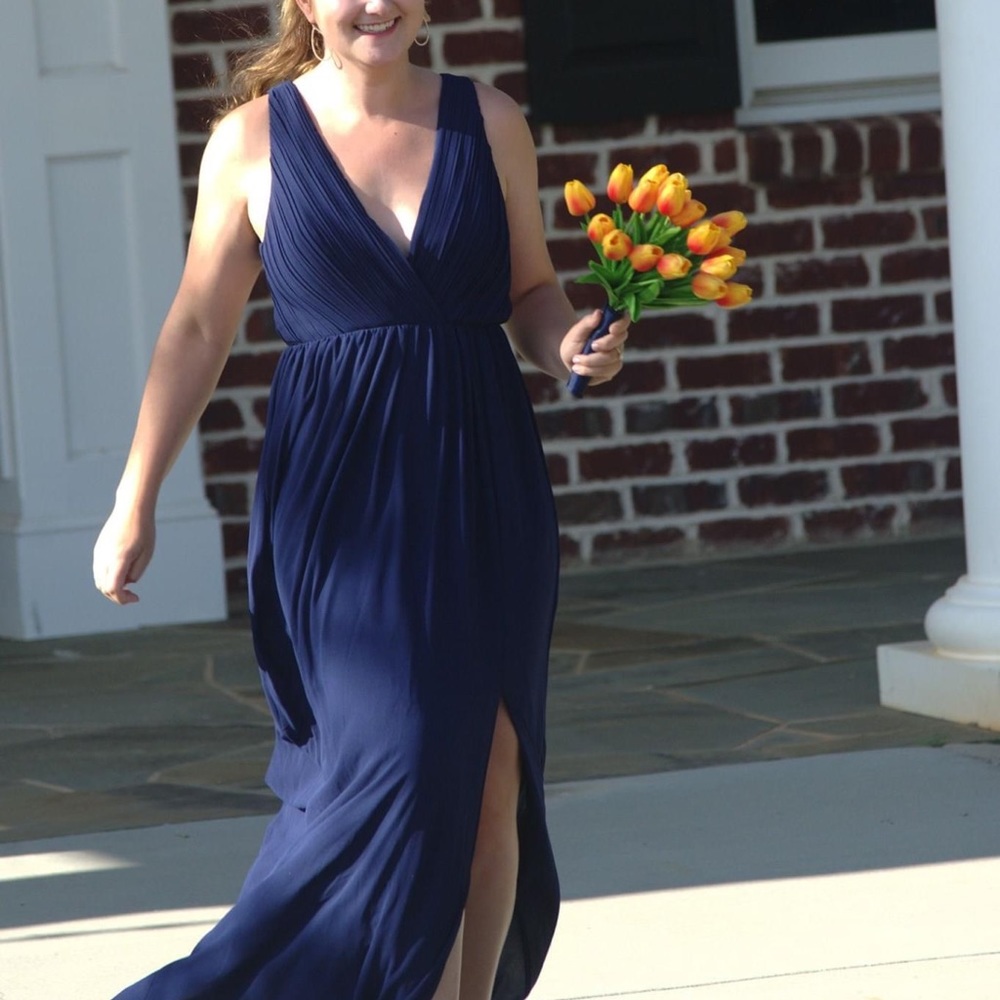 ASOS Pleated Navy Bridesmaids Dress